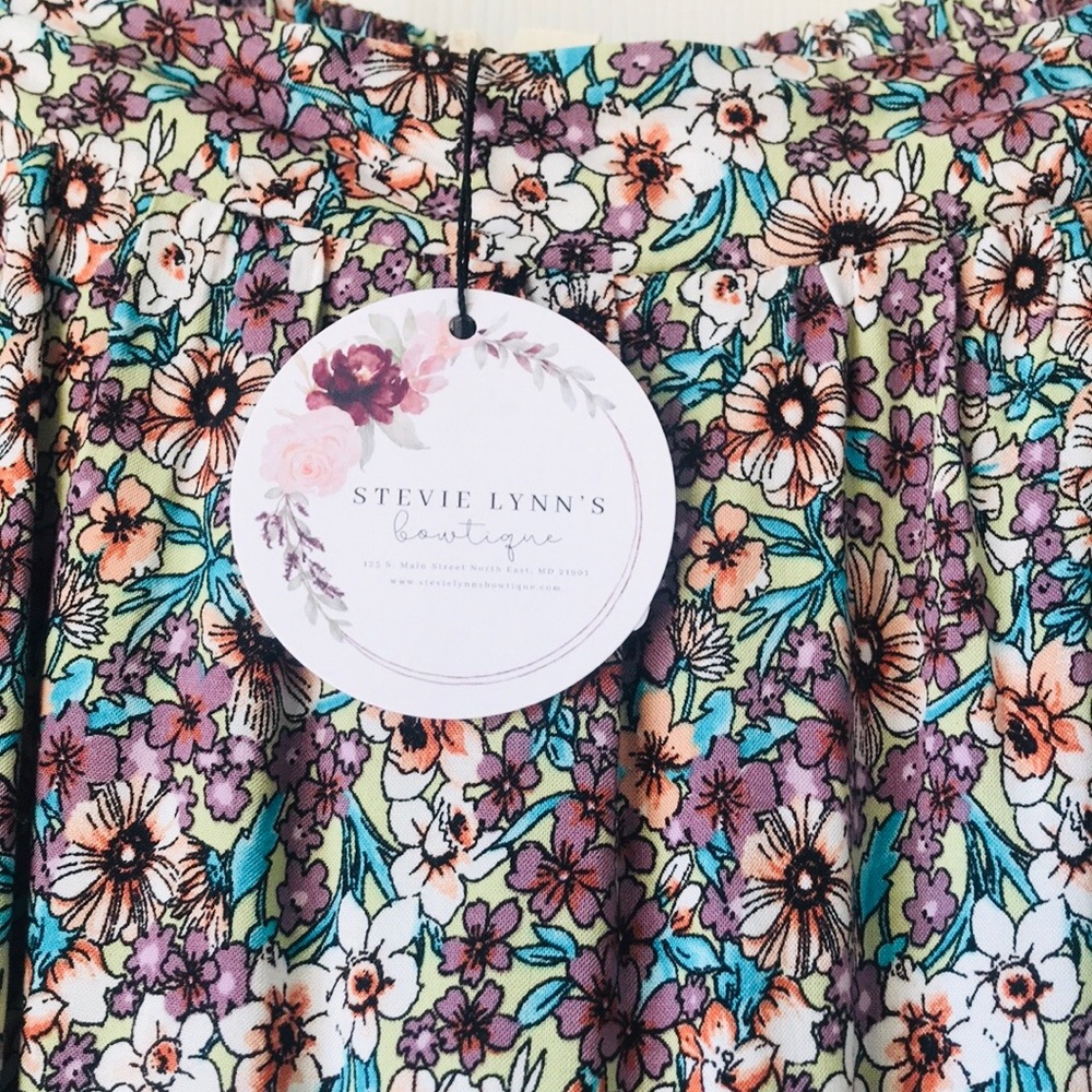Sage Floral Print Tiered Skirt - Picture 7 of 10